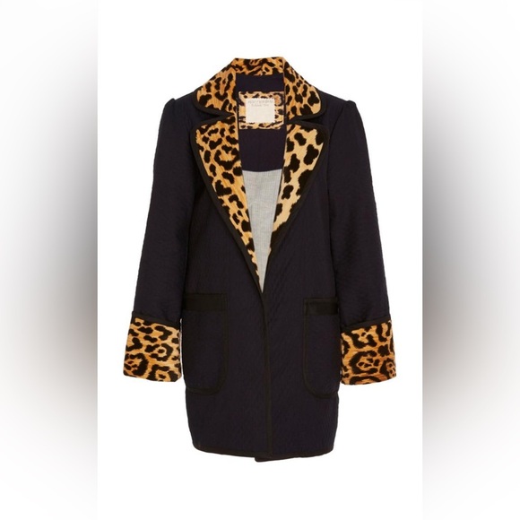 NWT Alix of Bohemia for Moda Operandi Richards Coat in Navy/Leopard sz XL $1,480 - Picture 1 of 3